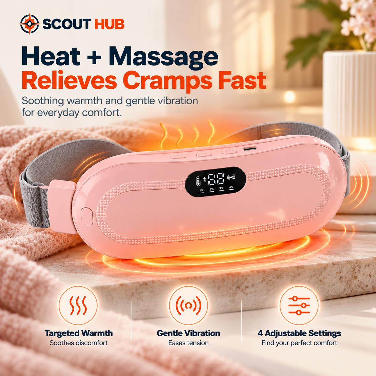 Portable Heating & Massage Belt for Menstrual Comfort